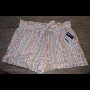 Striped “paper bag” shorts
